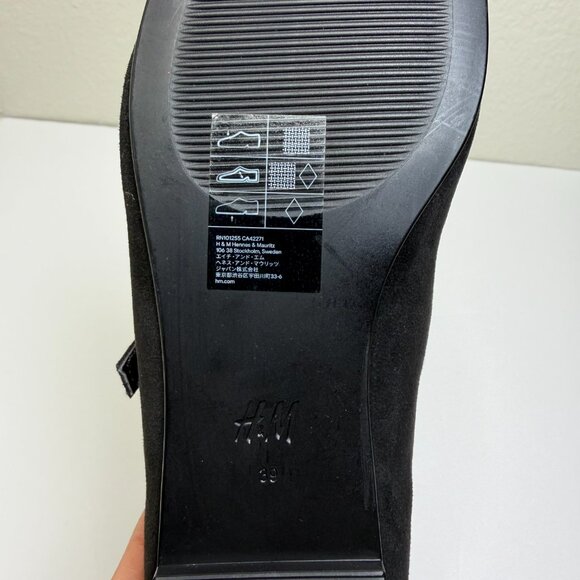 H&M Women's Black Mary Jane Square Toe Ballet Flats With Straps Size 8 - Picture 10 of 10